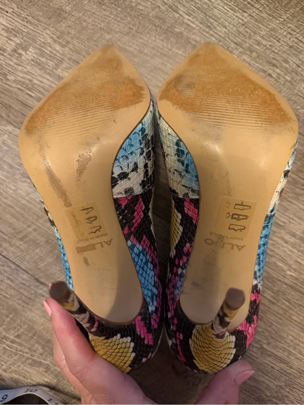 ALDO Size 8.5 Multicolor Snakeskin Pointed Toe Stiletto Pumps Heels - Picture 8 of 10